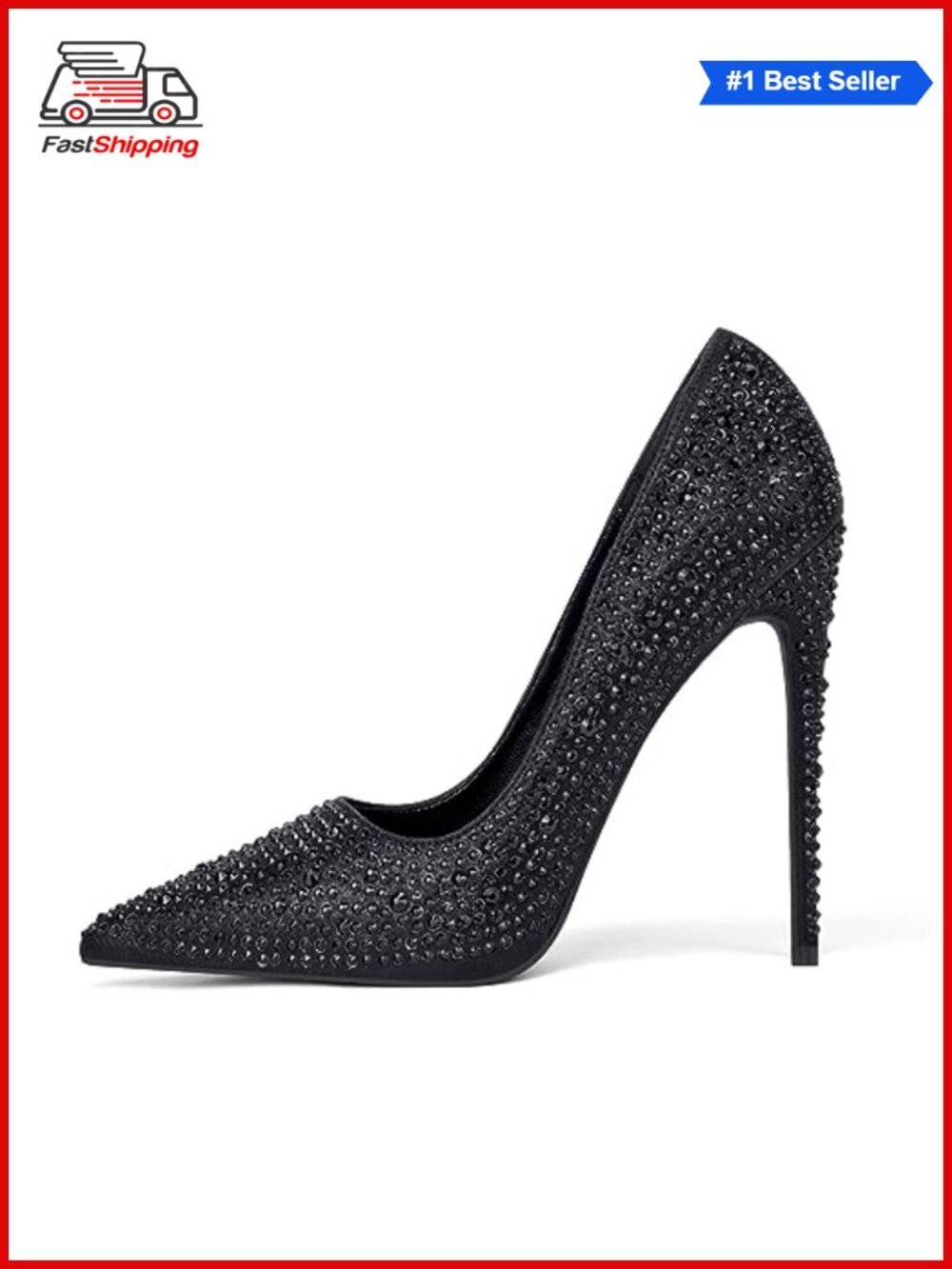 ✨ Pointed Toe High Heel Rhinestone Pumps Wedding Prom Heels